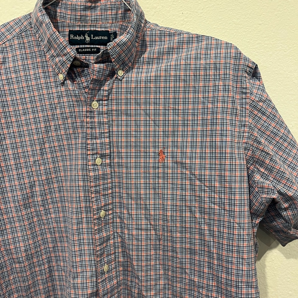 Ralph Lauren Classic Fit Men’s Size Large Button Down Plaid Short Sleeve EUC - Picture 4 of 6